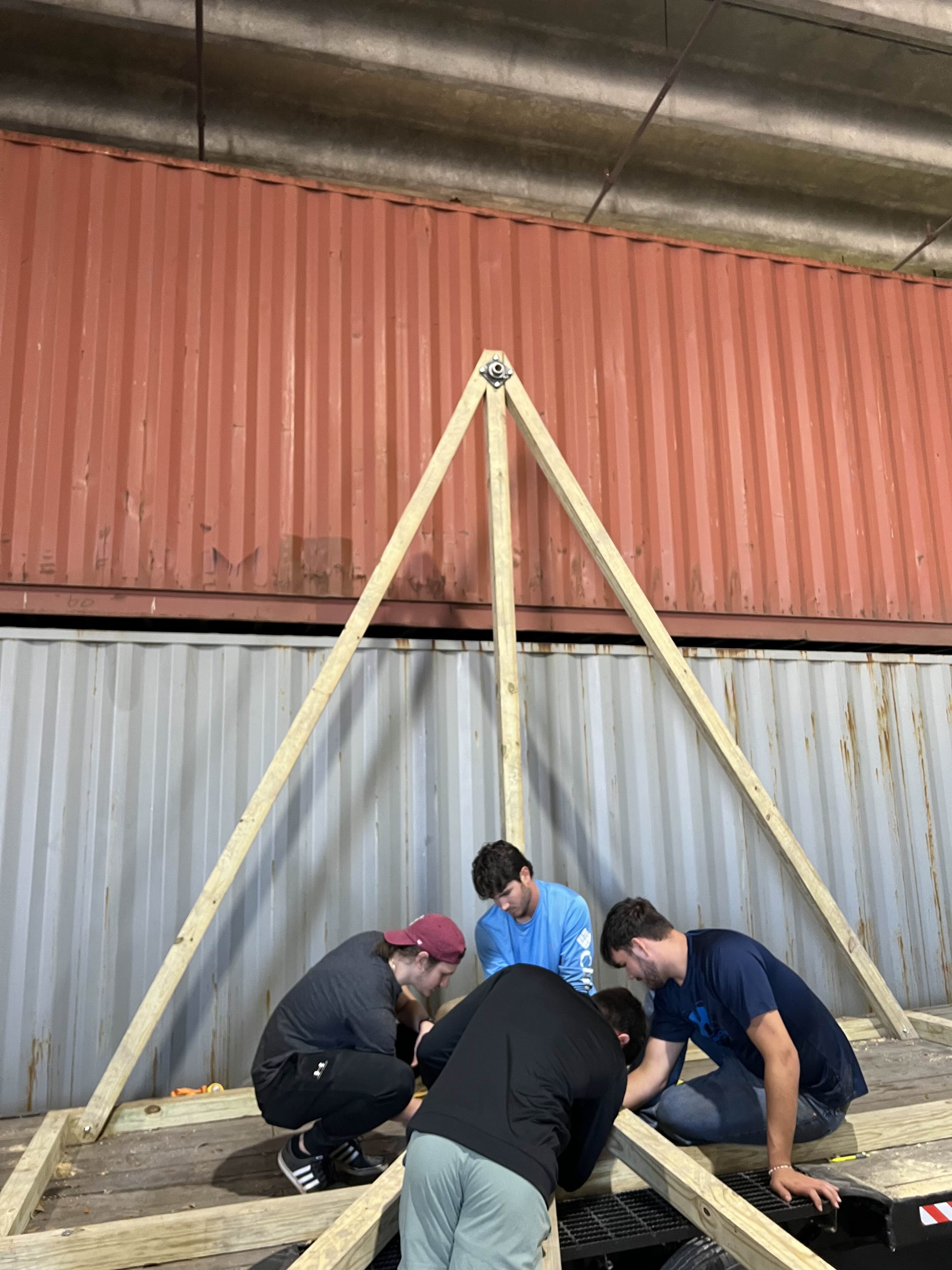 Trebuchet frame during construction